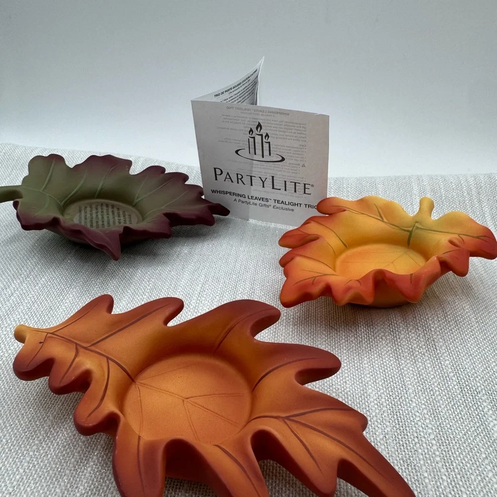 PartyLite - Whispering Leaves Tealight Trio - Candle Fall Autumn P8535U Retired